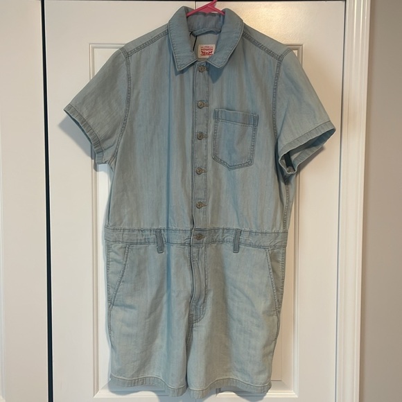 Levi’s Heritage romper short sleeve Light Blue Denim Woman’s New size XL - Picture 6 of 9